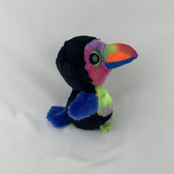 Ty Beanie Boos Beaks Toucan Bird 7" Plush Stuffed Toy Green Glitter Eyes w/Tags - Picture 4 of 9